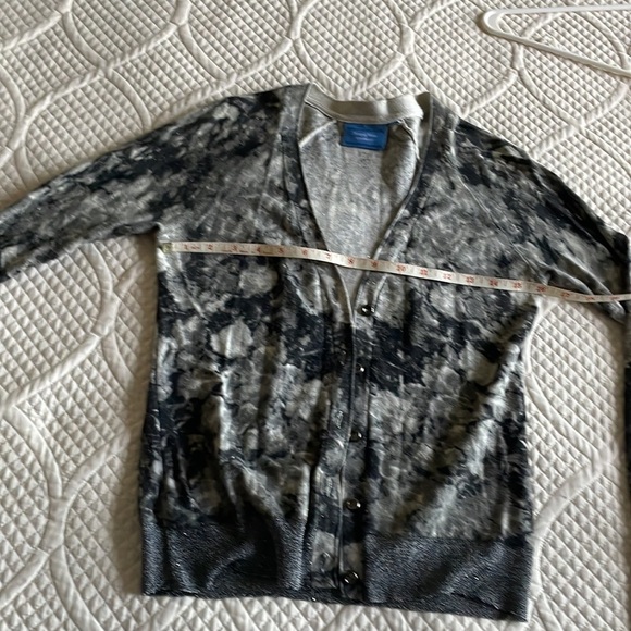 Sparkle metallic grey silver black fine knit ribbed cardigan sweater xs small - Picture 12 of 16